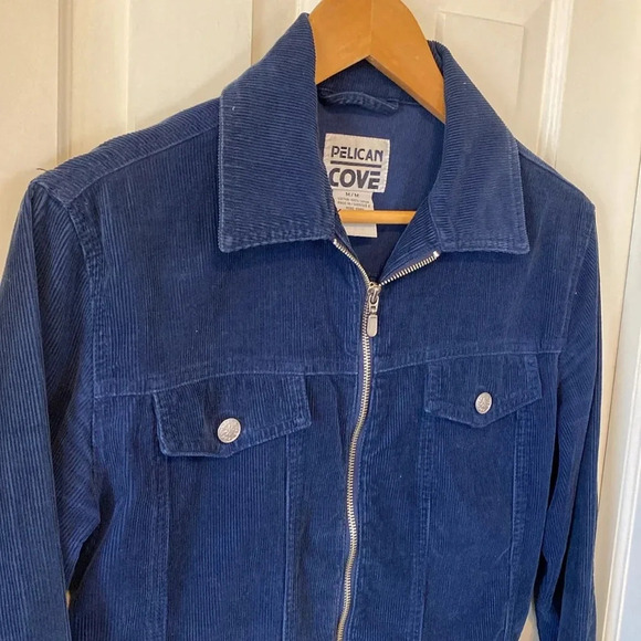 Vintage Corduroy Pelican Cove Navy Mid Length Jacket Sz M Grunge Military 90's - Picture 3 of 15
